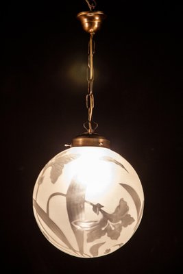 Liberty Engraved Glass Sphere Chandelier, Italy, 1940s-MBH-1031960