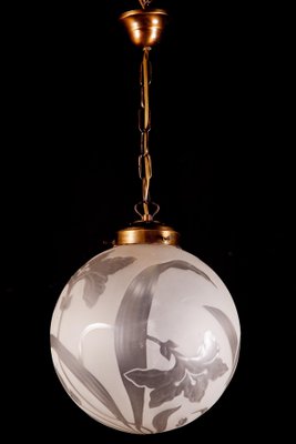 Liberty Engraved Glass Sphere Chandelier or Lantern, Italy, 1940-MBH-1031619