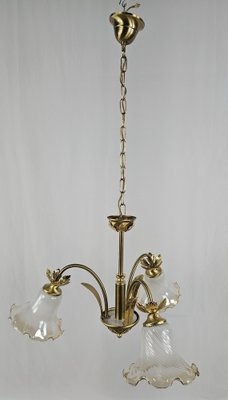 Liberty Italian Glass and Brass Chandelier, 1970s-ZUW-1819201