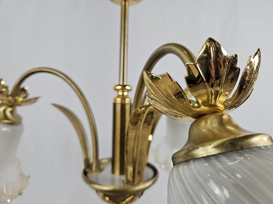 Liberty Italian Glass and Brass Chandelier, 1970s-ZUW-1819201