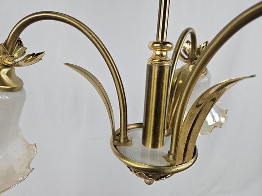 Liberty Italian Glass and Brass Chandelier, 1970s-ZUW-1819201