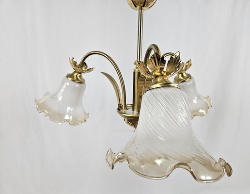 Liberty Italian Glass and Brass Chandelier, 1970s-ZUW-1819201