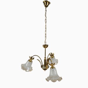 Liberty Italian Glass and Brass Chandelier, 1970s-ZUW-1819201