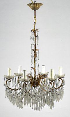 Liberty Style Chandelier with Six Lights, Italy, 1940-RAQ-1115445