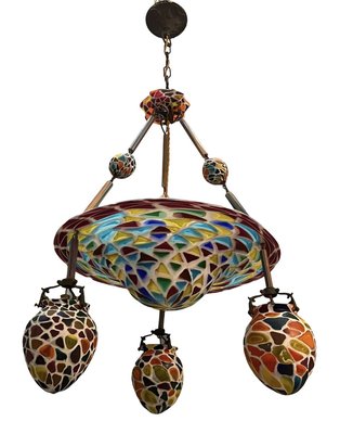 Liberty Style Glass Mosaic Chandelier, 1920s-JJC-903810