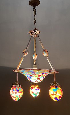 Liberty Style Glass Mosaic Chandelier, 1920s-JJC-903810