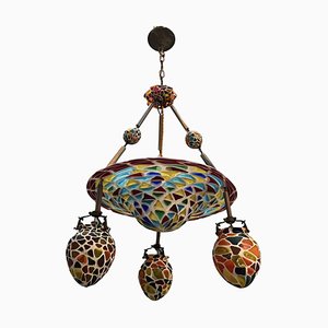 Liberty Style Glass Mosaic Chandelier, 1920s-JJC-903810