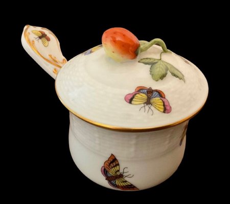 Lidded Handled Coffee Pot Painted with Birds from Herend Rothschild-OZS-1397133