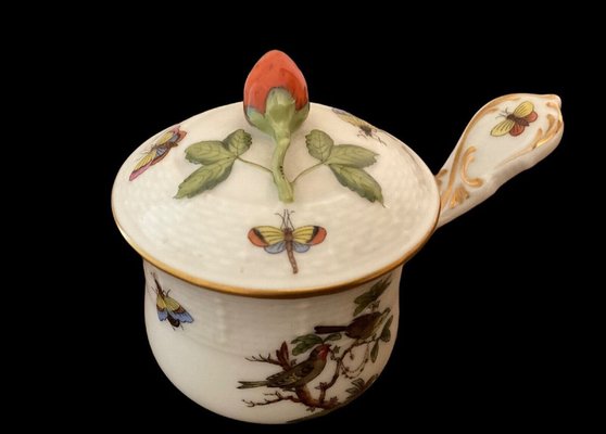 Lidded Handled Coffee Pot Painted with Birds from Herend Rothschild-OZS-1397133