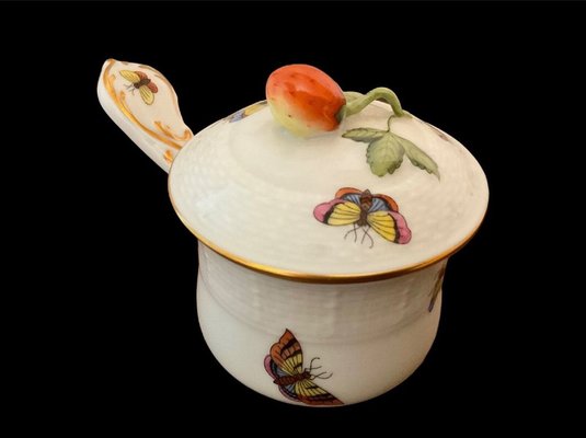 Lidded Handled Coffee Pot Painted with Birds from Herend Rothschild-OZS-1397133