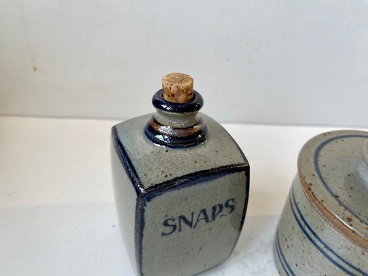 Lidded Jar and Decanter in Glazed Stoneware from Knabstrup, 1970s, Set of 2-LCR-1293548