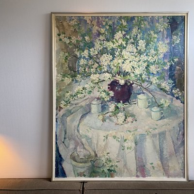 Lies Viegers, Flowers Still Life, Oil on Canvas, 1970s, Framed-CJU-1749726