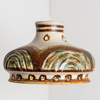 Light Blue Ceramic Pendant Light, Denmark, 1970s-VDW-1735626