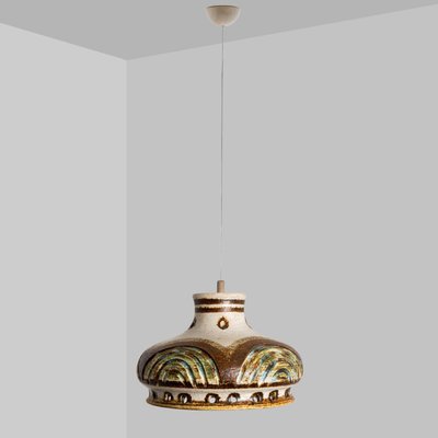 Light Blue Ceramic Pendant Light, Denmark, 1970s-VDW-1735626