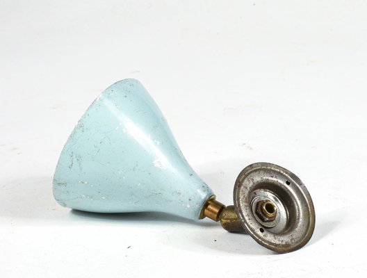 Light Blue Enameled Metal Wall Sconce in the Style of Stilnovo, Italy, 1950s-RAQ-1418521