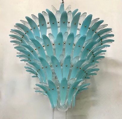 Light Blue Murano Glass Palmettes Chandelier in the style of Barovier & Toso, 1990-UH-1319976