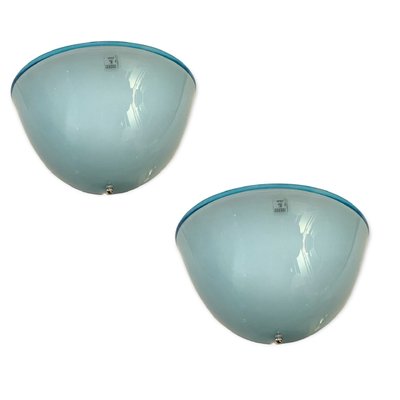 Light Blue Murano Glass Sconces, 1970s, Set of 2-JJC-1451280