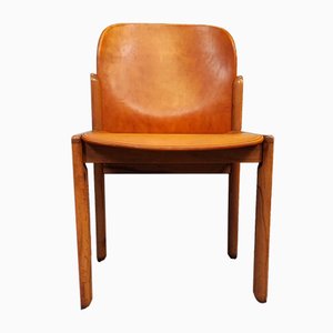 Light Brown Leather Chairs, 1970s, Set of 5-FXH-2035842