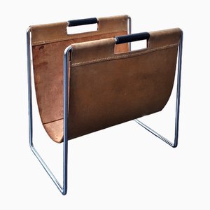 Light Brown Leather Magazine Holder from Brabantia, the Netherlands, 1960s-NV-1805174