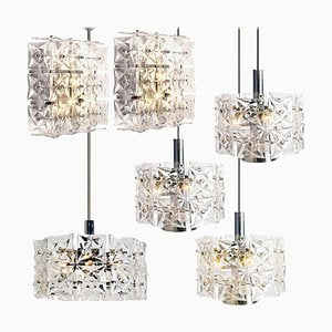 Light Fixtures in Nickel and Crystal Glass from Kinkeldey, 1970s, Set of 5-VDW-913235