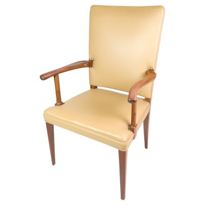 Light Leather and Mahogany Armchair by Jacob Kjær, 1950s-UY-1425721