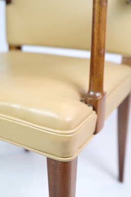 Light Leather and Mahogany Armchair by Jacob Kjær, 1950s-UY-1425721