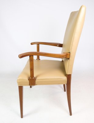 Light Leather and Mahogany Armchair by Jacob Kjær, 1950s-UY-1425721