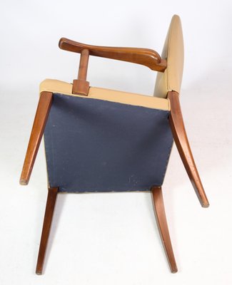 Light Leather and Mahogany Armchair by Jacob Kjær, 1950s-UY-1425721