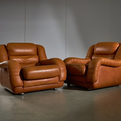 Light Warm Brown Leather Sofa Set, Set of 3-UVT-2022455