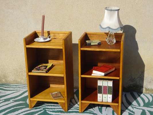 Light Wood Bedside Tables with Edges on the Top, 2000s, Set of 2-ABK-2027708