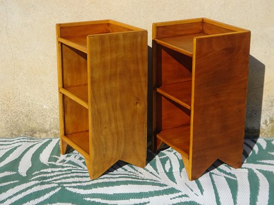 Light Wood Bedside Tables with Edges on the Top, 2000s, Set of 2-ABK-2027708