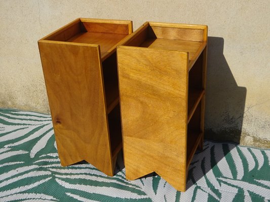 Light Wood Bedside Tables with Edges on the Top, 2000s, Set of 2-ABK-2027708