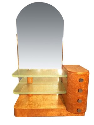 Light Wood Dressing Table with Glass Tiles, 1940s-AWH-825532