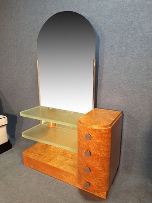 Light Wood Dressing Table with Glass Tiles, 1940s-AWH-825532