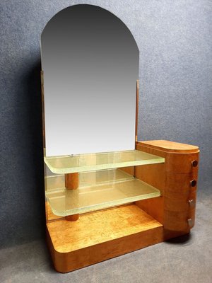 Light Wood Dressing Table with Glass Tiles, 1940s-AWH-825532