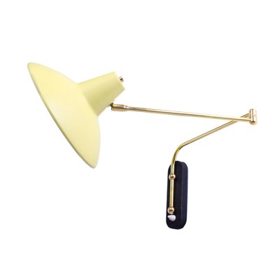 Light Yellow Brass Paperclip Wall Lamp by J. J. M. Hoogervorst for Anvia, 1950s-XT-1742529