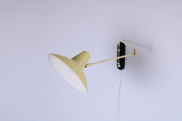 Light Yellow Brass Paperclip Wall Lamp by J. J. M. Hoogervorst for Anvia, 1950s-XT-1742529