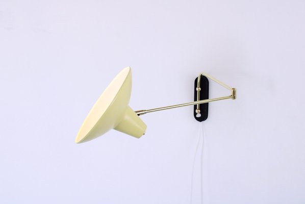 Light Yellow Brass Paperclip Wall Lamp by J. J. M. Hoogervorst for Anvia, 1950s-XT-1742529