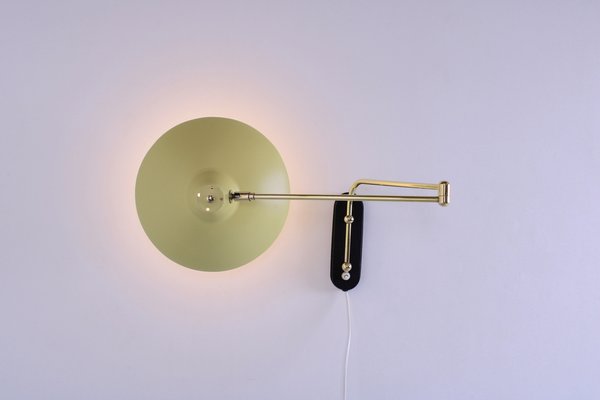 Light Yellow Brass Paperclip Wall Lamp by J. J. M. Hoogervorst for Anvia, 1950s-XT-1742529