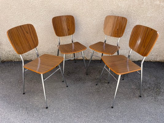 Light Yellow & Brown Formica Dining Table & Chairs Set, 1950s, Set of 5-SDV-875771