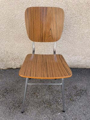 Light Yellow & Brown Formica Dining Table & Chairs Set, 1950s, Set of 5-SDV-875771