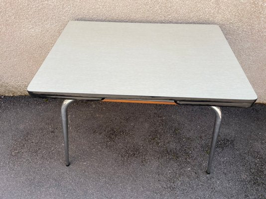 Light Yellow & Brown Formica Dining Table & Chairs Set, 1950s, Set of 5-SDV-875771