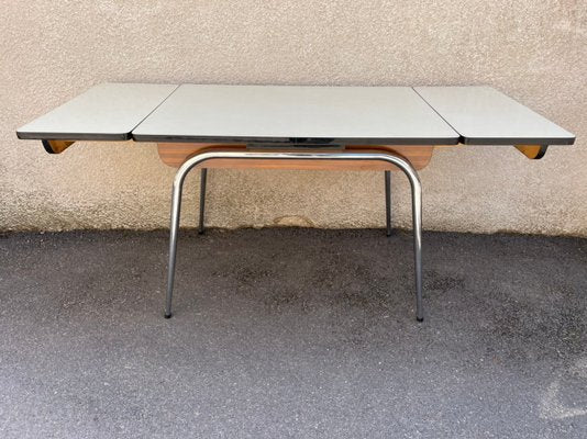 Light Yellow & Brown Formica Dining Table & Chairs Set, 1950s, Set of 5-SDV-875771