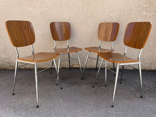 Light Yellow & Brown Formica Dining Table & Chairs Set, 1950s, Set of 5-SDV-875771