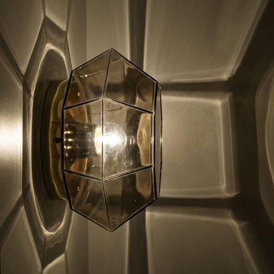 Limburg Geometric Smoked Glass and Brass Wall Lights, 1970s-VDW-2027321