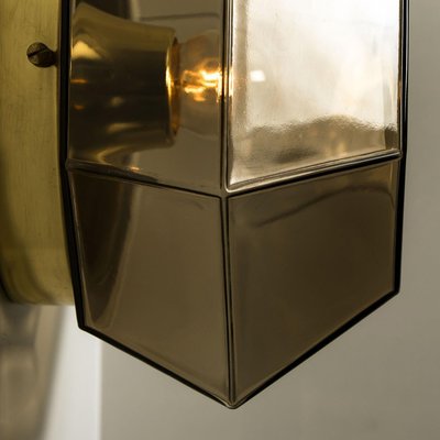 Limburg Geometric Smoked Glass and Brass Wall Lights, 1970s-VDW-2027321