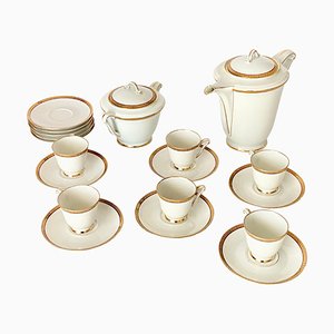 Limoges Porcelain and 24-Karat Gold Coffee Service, 1930s, Set of 19-UR-1431400