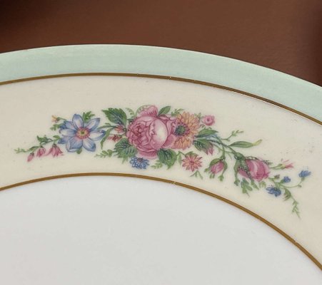 Limoges Porcelain Dinner Service with Floral Decor, Set of 37-QYF-1420413