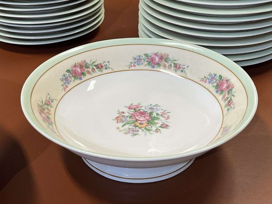 Limoges Porcelain Dinner Service with Floral Decor, Set of 37-QYF-1420413