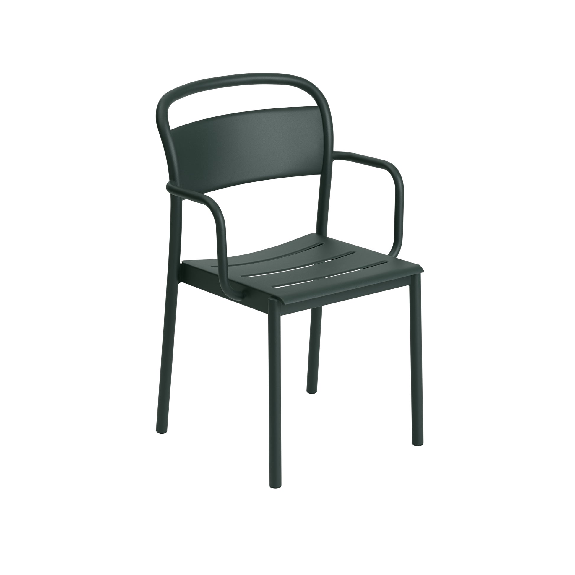 Linear Steel Dining Chair w. Armrest by Muuto #Dark Green